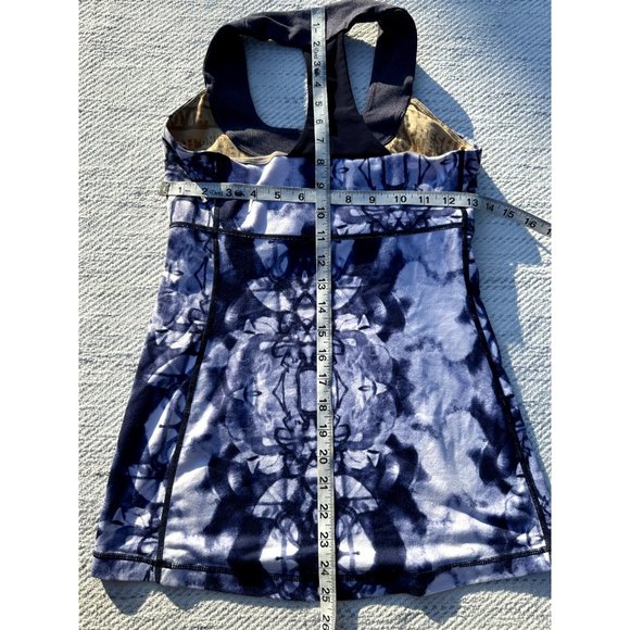 Lululemon Scoop Neck Tank Ink Blot White Deep Indigo / Heathered Deep Indigo 6 - Picture 8 of 8